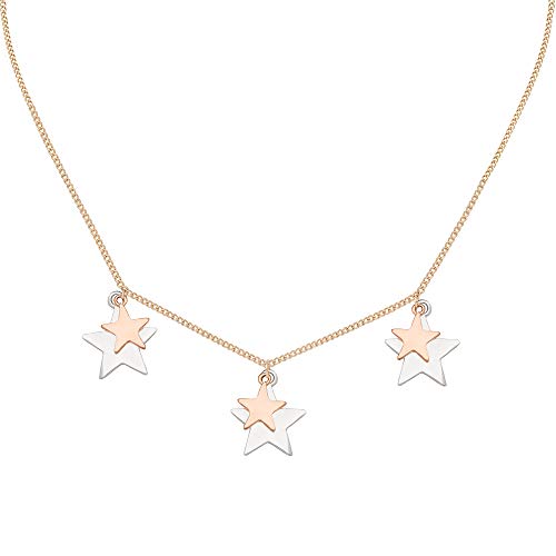 Caramel Jewellery London Collar de Encanto de Estrella Doble en Cascada 18ct 3 Color Dorado. Collar de Estrellas Celeste para Mujeres Damas Collar Largo 40cm