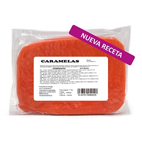Caramelas Pasta Fondant Portuguesa Naranja: Fácil de Usar, Flexible, para Repostería Casera y Profesional, Sin Gluten, 1kg
