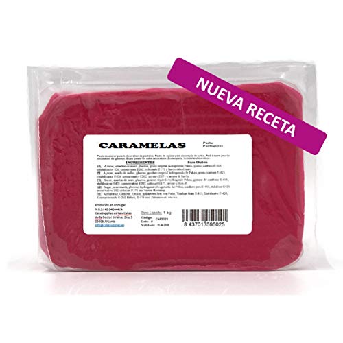 Caramelas Pasta Fondant Portuguesa Rosa Fucsia: Fácil de Usar, Flexible, para Repostería Casera y Profesional, Sin Gluten, 1kg