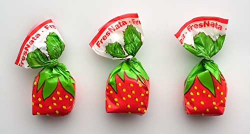 Caramelo Fresnata La Asturiana - Delicioso caramelo cuyo corazón está relleno de sabor de fresas con nata, sin gluten, bolsa de 1 kilo