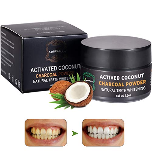 Carbón Activado Polvo,Carbón Activado Coco,Elimina Manchas Dentales, Manchas Café Manchas Té, Natural Coco,Blanqueador Dental de Polvo de Carbón Activo Natural Blanqueador de Dientes