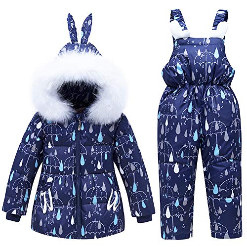 Caretoo - Chaqueta de invierno para niños y niñas, con capucha, protección contra el frío Azul azul marino etiqueta 110 cm/altura 94/104 cm