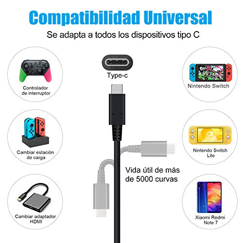 Cargador Nintendo Switch Kimood Cargador y Adaptador Nintendo Switch Lite 15V-2.6A Carga Rápida Type C, Cargador para Switch Dock y Mando para Nintendo Switch, Compatible com Modo TV