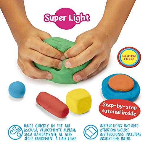 Carioca Set Modelight | Pasta de Modelar Super Ligera y Flexible para Niños y Adultos, 9 Vasitos con Colores Surtidos con Instrucciones