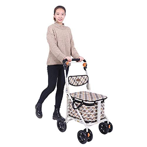 Carretilla de las compras de coches Utilidad carrito plegable portátil de gran capacidad Con asiento acolchado Walker usados ​​para comprar alimentos compras adaptarse a la edad avanzada