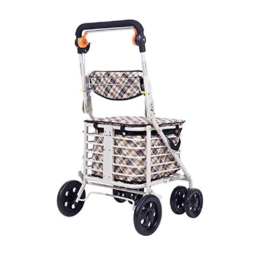 Carretilla de las compras de coches Utilidad carrito plegable portátil de gran capacidad Con asiento acolchado Walker usados ​​para comprar alimentos compras adaptarse a la edad avanzada