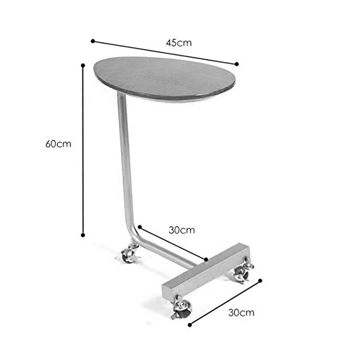 Carrito De Servicio De Sala De Estar, Mesa De Centro con 3 Ruedas, Mesita De Noche con Ruedas, Hierro Forjado - Madera Maciza, TamañO: 45 * 30 * 60 Cm