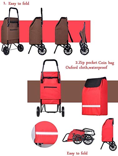 CART Carrito, Compras Carteasy Compras Plegables | Viajes | At Him2 Mobility Fabric Mobility Cart C Impermeable Oxford Wheel Lavandería Capacidad de Lavandería 35 L Peso: 2 Kg en Marrón