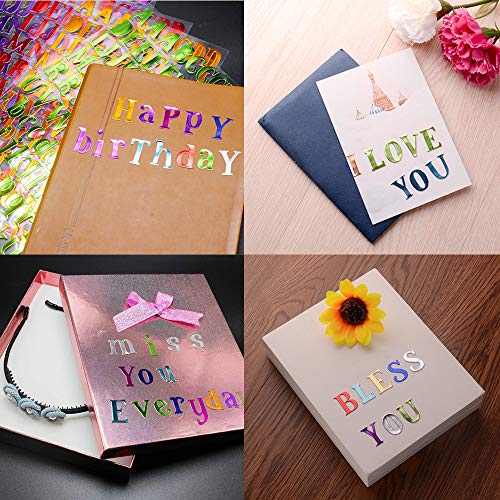 Carta Pegatinas Del Alfabeto Autoadhesivo,10 Colores Pegatinas de Letras Alfabeto para Scrapbooking Manualidades Decoración Adornos, Cada Color One Hojas