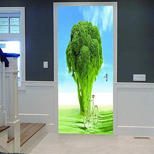 Cartel Pvc Etiqueta De Puerta Entera Coliflor Verde Autoadhesivo Para Puerta Interior Decoración Para El Hogar Cocina Sala De Baño