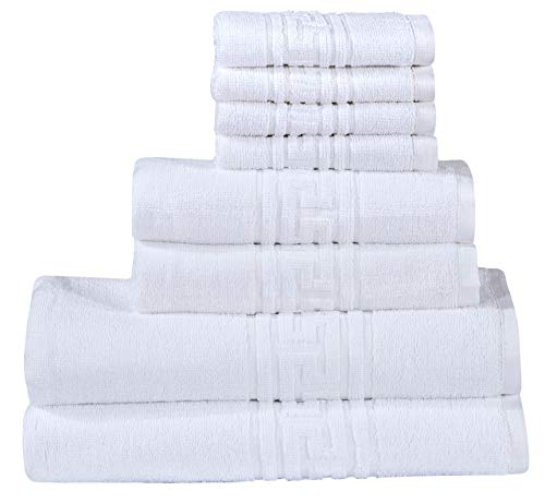Casa de Oro - Juego de toallas de 8 piezas, 700 g/m², 100% algodón hilado en anillo egipcio, calidad de hotel, 2 toallas de baño, 2 toallas de mano, 4 paños de baño