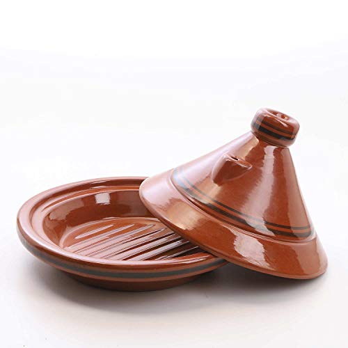 Casa Moro Tajine ,,Terra Miel" Ø 35 cm- Tajín (diámetro de 35 cm, Fabricado a Mano, para 6-8 Personas, Cristal de Marrakesh) | TA7044