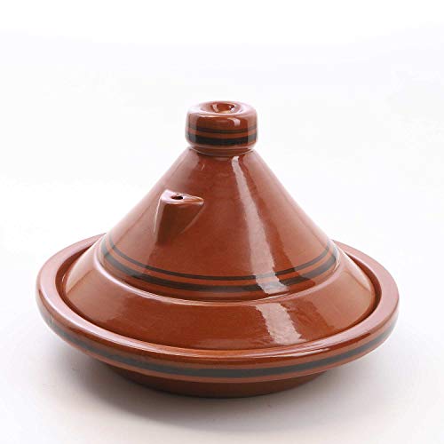 Casa Moro Tajine ,,Terra Miel" Ø 35 cm- Tajín (diámetro de 35 cm, Fabricado a Mano, para 6-8 Personas, Cristal de Marrakesh) | TA7044