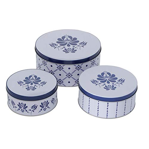 CasaJame - Juego de 3 cajas de metal para galletas, diseño de flores, 6 – 9 cm