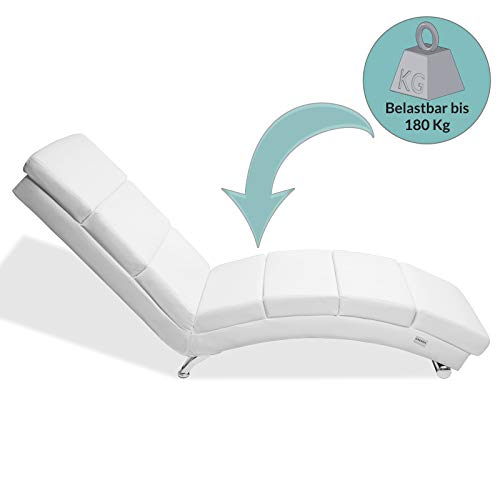 Casaria Diván Chaise Loungue Tumbona London Blanco ergonómica sillón Relax Efecto Lino para salón hogar 173x55cm Capacidad 180Kg