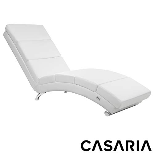 Casaria Diván Chaise Loungue Tumbona London Blanco ergonómica sillón Relax Efecto Lino para salón hogar 173x55cm Capacidad 180Kg