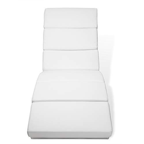 Casaria Diván Chaise Loungue Tumbona London Blanco ergonómica sillón Relax Efecto Lino para salón hogar 173x55cm Capacidad 180Kg