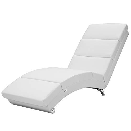 Casaria Diván Chaise Loungue Tumbona London Blanco ergonómica sillón Relax Efecto Lino para salón hogar 173x55cm Capacidad 180Kg