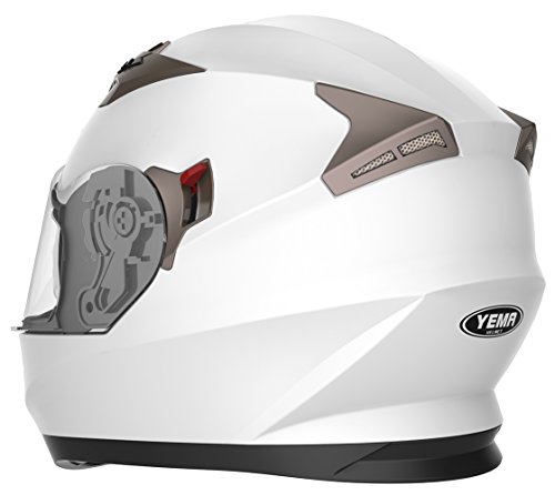 Casco Moto Integral ECE Homologado - YEMA YM-829 Casco de Moto Scooter para Mujer Hombre Adultos con Doble Visera -Blanco-XL