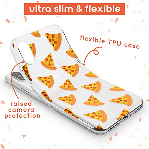 Case Warehouse Los Patrones de Comida rápida del patrón Rebanada de Pizza Slim Funda para iPhone XS TPU Protector Ligero Phone Protectora con Comida Rápida Patrón