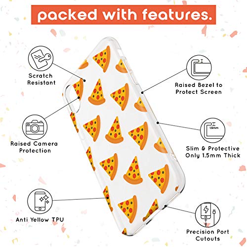 Case Warehouse Los Patrones de Comida rápida del patrón Rebanada de Pizza Slim Funda para iPhone XS TPU Protector Ligero Phone Protectora con Comida Rápida Patrón