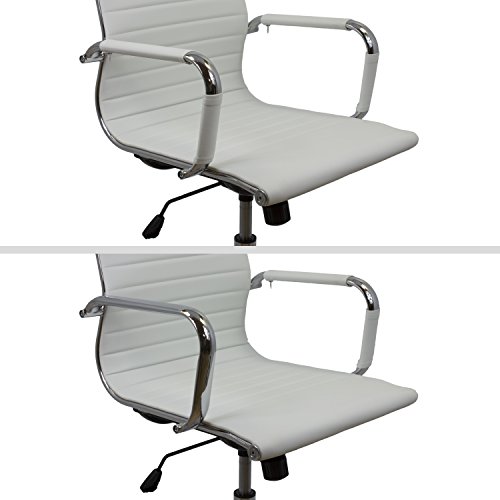 CashOffice - Silla de Oficina PU, Silla de Escritorio Giratoria y Regulable en altura (Varios Colores) (Blanca)