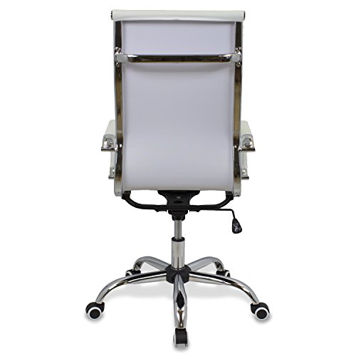 CashOffice - Silla de Oficina PU, Silla de Escritorio Giratoria y Regulable en altura (Varios Colores) (Blanca)