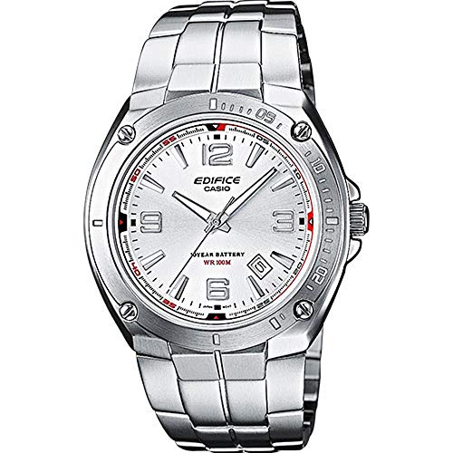 Casio EDIFICE Reloj en caja sólida, 10 BAR, Blanco, para Hombre, con Correa de Acero inoxidable, EF-126D-7AVEF