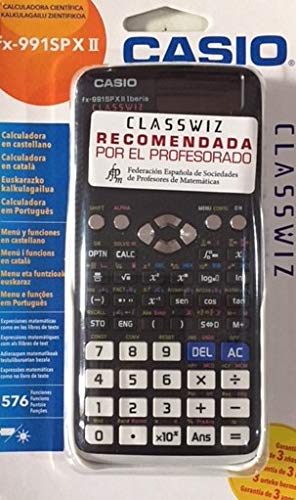 Casio FX-991SPX II - Calculadora científica, Recomendada para el curriculum español y portugués, 576 funciones, Solar y color gris /blanco