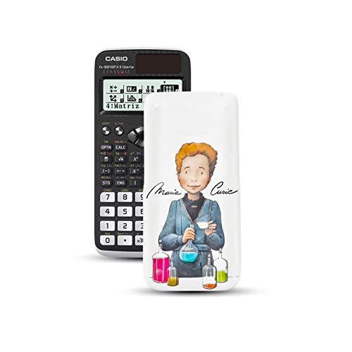 Casio FX-991SPXII Iberia - Calculadora científica con ilustración de Marie Curie en la tapa, (576 funciones, 12 dígitos, SOLAR), color negro y blanco