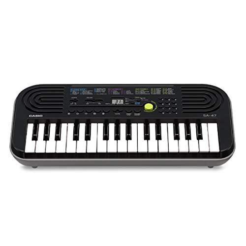 Casio SA-47 - Miniteclado electrónico para niños con 32 teclas y altavoces incorporados, negro/gris