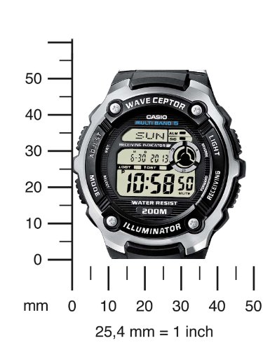 Casio WAVE CEPTOR Reloj Radiocontrolado, Negro, para Hombre, con Correa de Acero inoxidable, WV-200DE-1AVER