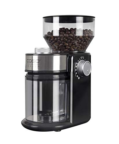 CASO Barista Crema - Molinillo de café eléctrico de diseño - Ajuste de grado de molido fino a grueso - Molinillo aromático gracias a su mecanismo de disco profesional, potente motor de 150 W