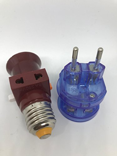 CASQUILLO ADAPTADOR eléctrico de gran tamaño con interruptor BOMBILLA E27 CON 2 ENCHUFES ELECTRICO TOMA DE CORRIENTE