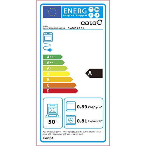 Cata CM 760 AS BK Horno multifunción, 2400 W, 50 litros, Acero Inoxidable, Negro