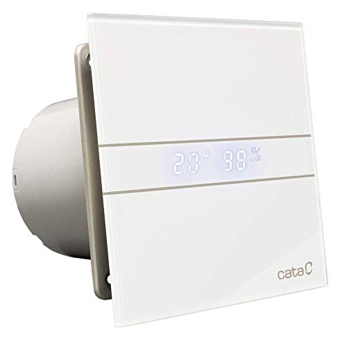 Cata E - 100 GTH Extractor de Aire para Baño Silencioso Serie E, Color Cristal Blanco