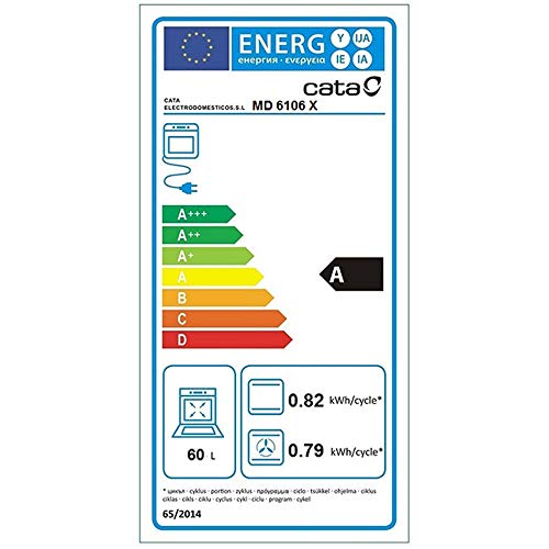 CATA  |  Horno Multifunción Digital - 6 funciones  |  Horno Modelo MD 6106 X  |  Capacidad Interior de 60 litros  |  Limpieza AquaSmart  | Inox |  Clasificación energética A