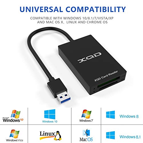 Cateck Lector de Tarjetas USB 3.0 XQD, Compatible con la Tarjeta Sony X/USB de la Serie G/M Mark XQD, Tarjeta Lexar 2933x / 1400x USB Mark XQD, Tarjeta SD. Compatible con el Sistema Windows/Mac OS