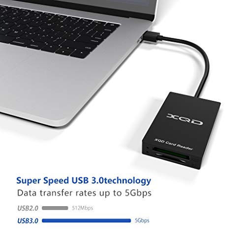 Cateck Lector de Tarjetas USB 3.0 XQD, Compatible con la Tarjeta Sony X/USB de la Serie G/M Mark XQD, Tarjeta Lexar 2933x / 1400x USB Mark XQD, Tarjeta SD. Compatible con el Sistema Windows/Mac OS