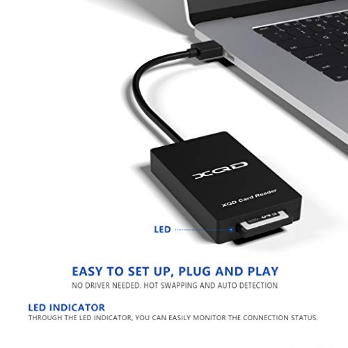 CATECK XQD Lector de Tarjetas Serie M y Serie G, Lector de Tarjeta Memoria USB 3.0 5Gbps Alta Velocidad, Soporta Sony Serie M y G, Tarjetas Lexar XQD con Marca USB, para Sistemas Mac OS/Windows