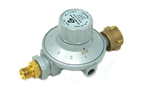 CAVAGNA Regulador de Baja presión 25-50mbar Regulador de presión de Gas Ajustable de 11 etapas para Parrilla de Gas, Calentador Radiante, Calentador Radiante para terraza, Olla