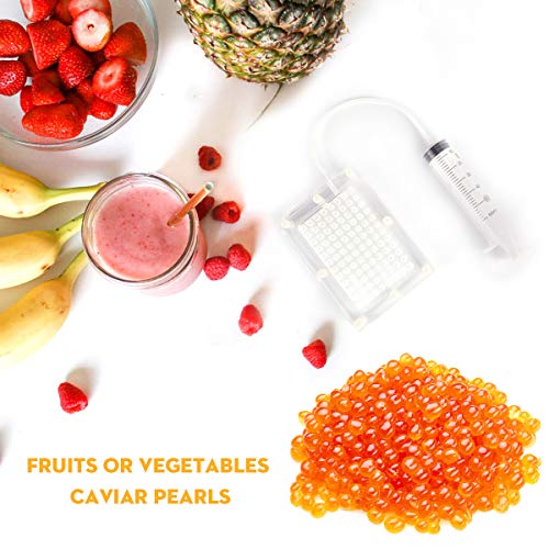 Caviar Maker - Kit de gastronomía molecular 1Life - Herramienta para hacer salsas de roe con cuchara y jeringa de acrílico Caviar caja coladora