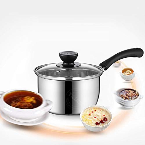 Cazos para leche Olla de leche de acero inoxidable Sartén antiadherente Olla pequeña Sopa Tapa de vidrio for cocina de inducción Estufa de gas para café, Mantequilla y Salsas ( tamaño : 2.3L )