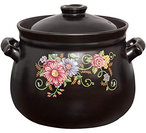 Cazuela Barro Cazuela Ceramica -ActualizacióN De La NutricióN, La Salud Y El Ahorro De EnergíA, Se Puede Utilizar Para Cocinas De InduccióN De Llama Abierta, Capacidad: 7.5L, Negro-negro_7.5L