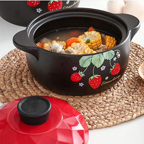 Cazuelas De Cocina Cazuela Olla De Sopa - Cazuela Estofado Sopa Hogar Llama Abierta Olla De Barro Dedicada Arroz Cazuela De CeráMica Resistente A Altas Temperaturas-4L