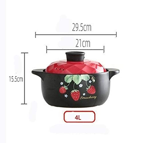 Cazuelas De Cocina Cazuela Olla De Sopa - Cazuela Estofado Sopa Hogar Llama Abierta Olla De Barro Dedicada Arroz Cazuela De CeráMica Resistente A Altas Temperaturas-4L