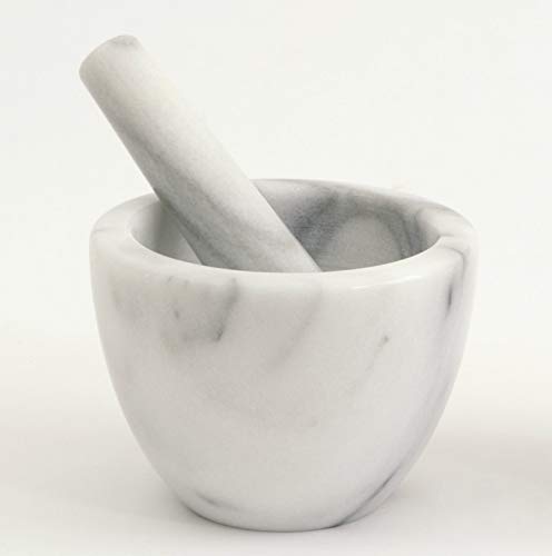 CBAM mortero de Taza mármol Blanco mortero White Marble Mortar Home Cocina 12 x 12 cm