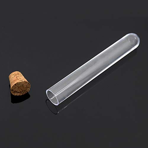 CCH-SHIGUANS, 10pcs / pack transparente de plástico Tubos de ensayo de contenedores de la muestra con tapones de corcho Tapones for el caramelo bebida del café de almacenamiento o de laboratorio