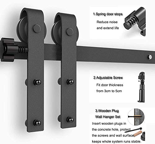 CCJH 5FT/1.5M Herraje para Puerta Corredera Kit de Accesorios para Puertas Correderas, Contiene Guía de suelo ajustable