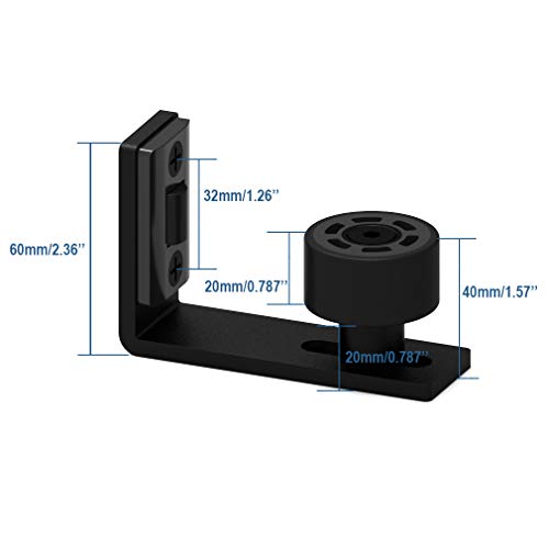 CCJH - Puerta de granja corredera ajustable, guía de suelo para pared o bajo de puerta, negro